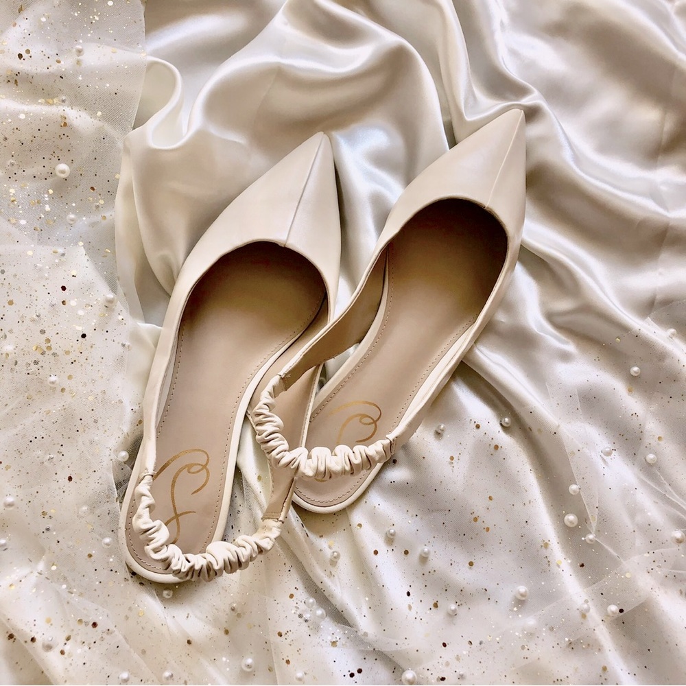 San Edelman White Pointed Toe Whitney Slingback